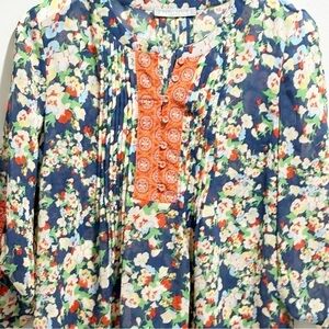 DANIEL RAINN Women’s Multicolor Floral Geometric Print Chiffon Blouse Size M